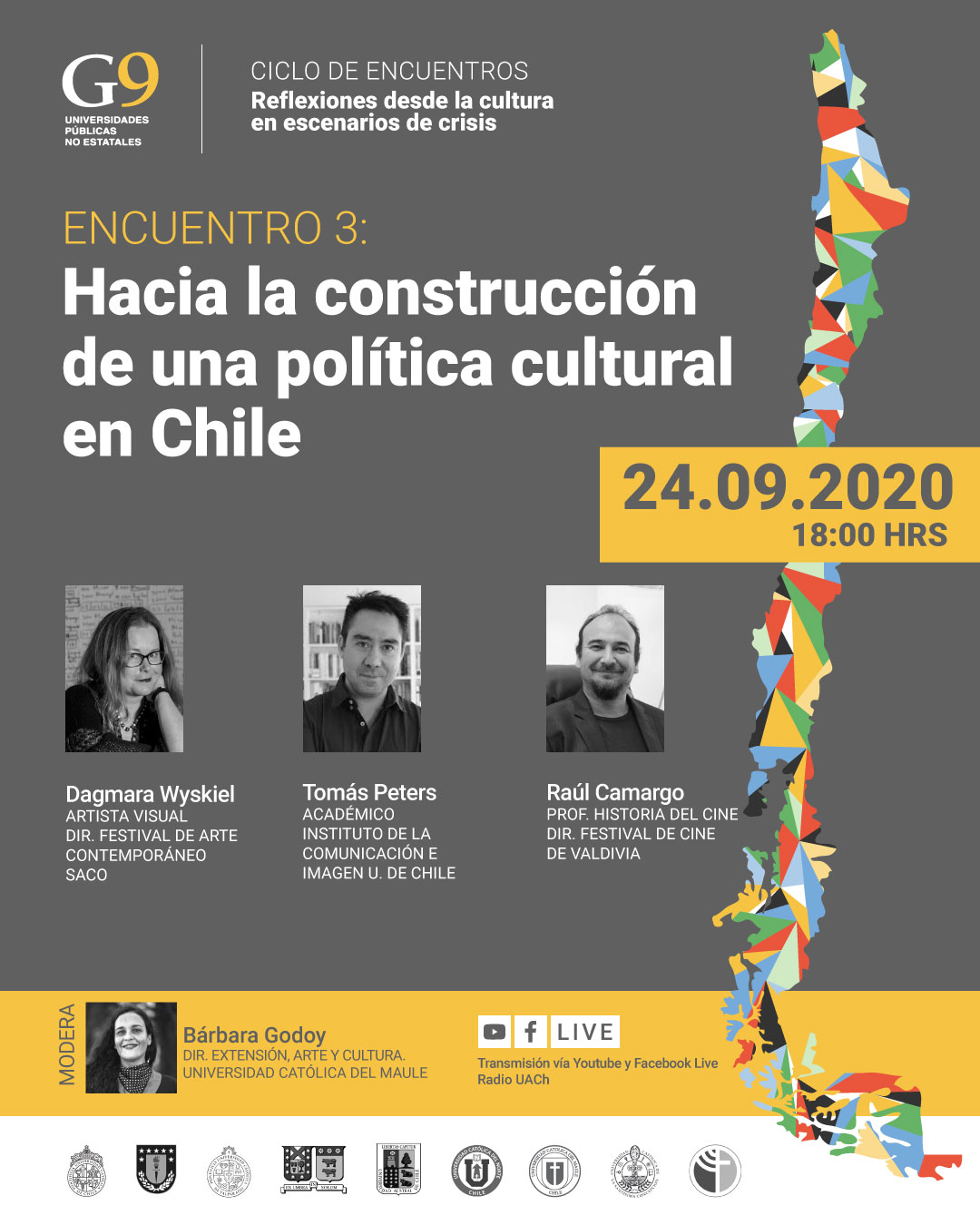Políticas Culturales y economías creativas serán foco del tercer encuentro virtual de la Red de Universidades G9
