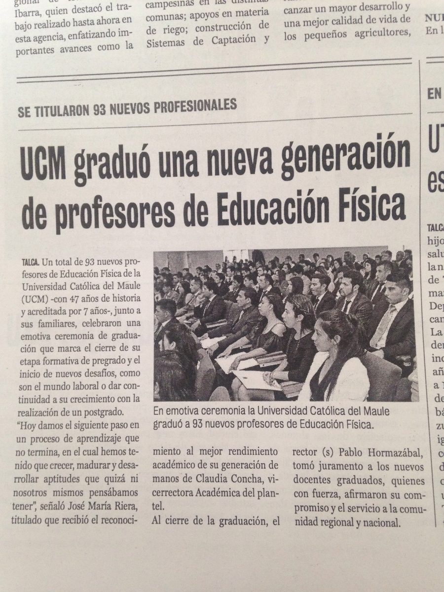 03 de enero en Diario La Prensa: “UCM graduó una nueva generación de profesores de Educación Física”