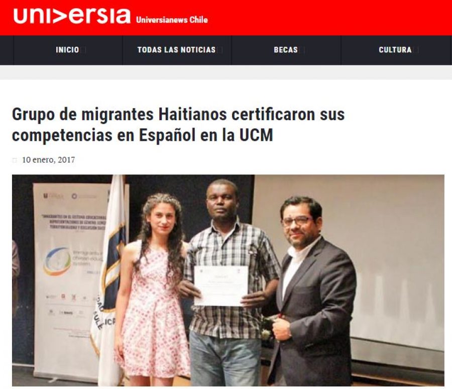 10 de enero 2017en Universia: “Grupo de migrantes Haitianos certificaron sus competencias en Español en la UCM”