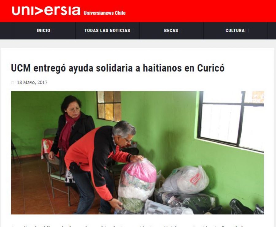 18 de mayo en Universia: “UCM entregó ayuda solidaria a haitianos en Curicó”