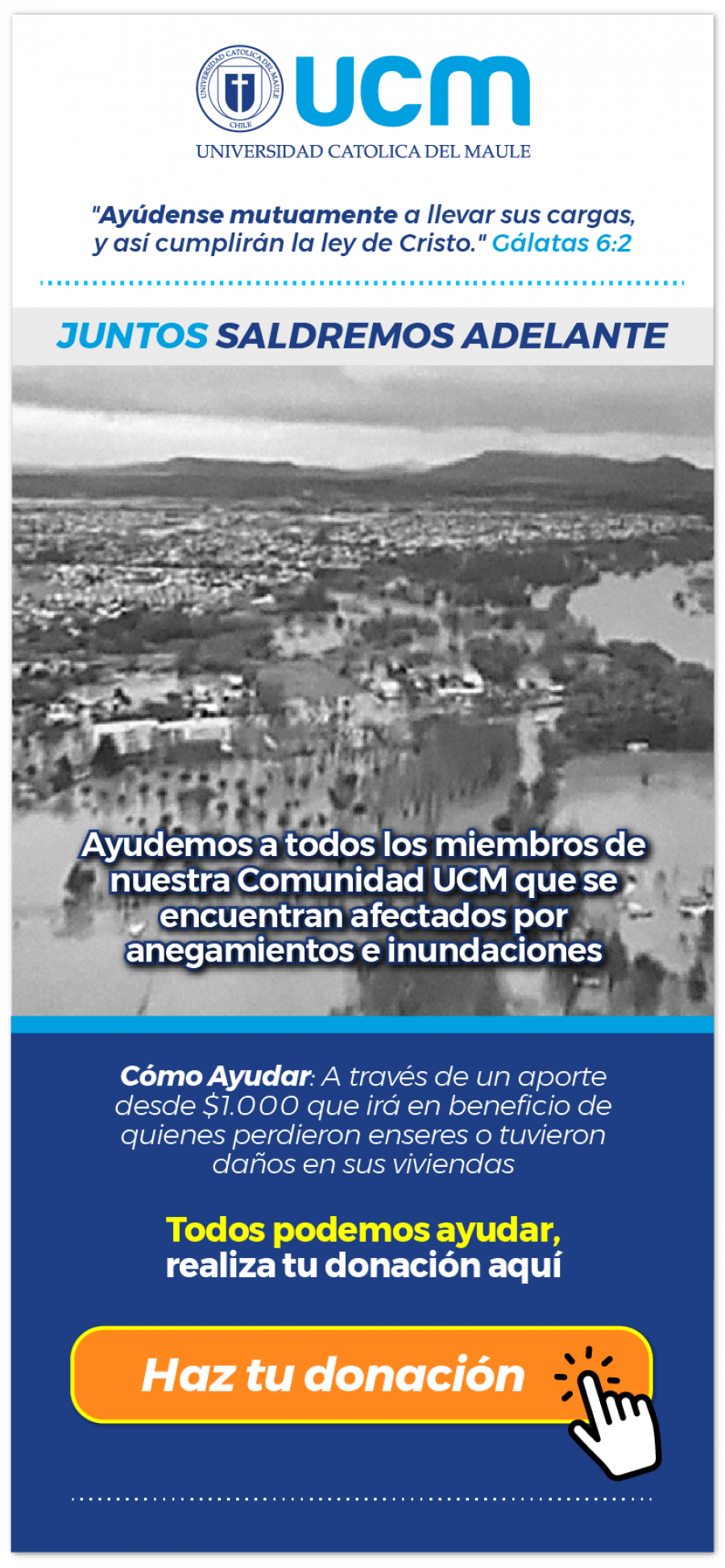 UCM lanza campaña en ayuda a los miembros de su comunidad afectados por el agua