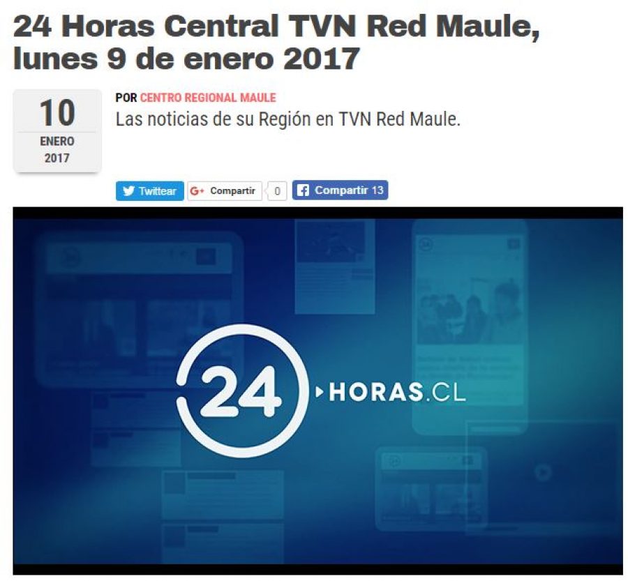 09 de enero 2017 en TVN Red Maule (minunto 19:05”): “I Festival Intercultural en la UCM”