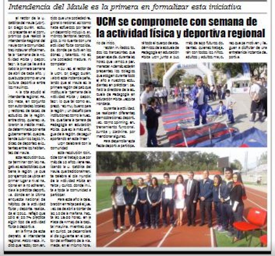 04 de abril en Diario El Lector: “UCM se compromete con semana de la actividad física y deportiva regional”