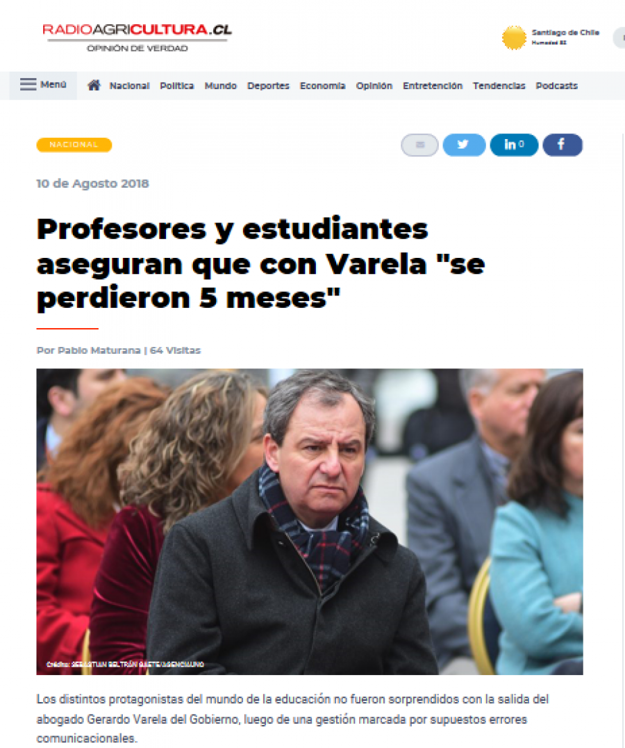 10 de agosto en Radio Agricultura: “Profesores y estudiantes aseguran que con Varela “se perdieron 5 meses”