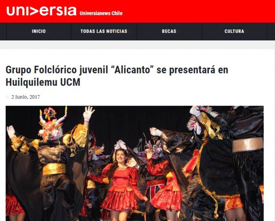 02 de junio en Universia: “Grupo Folclórico juvenil “Alicanto” se presentará en Huilquilemu UCM”