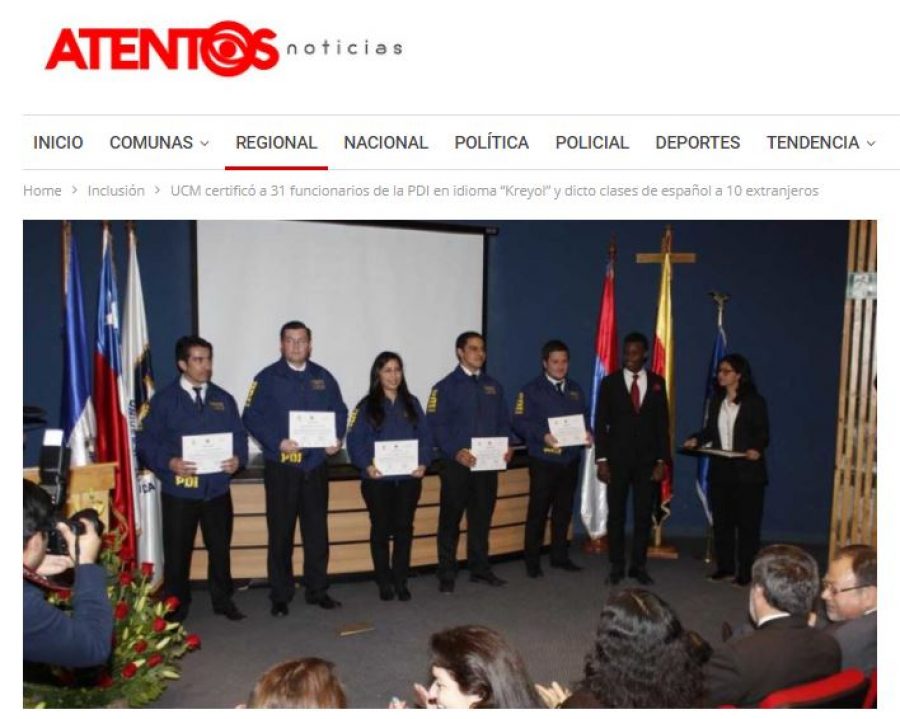 10 de septiembre en Atentos: “UCM certificó a 31 funcionarios de la PDI en idioma “Kreyol” y dicto clases de español a 10 extranjeros”