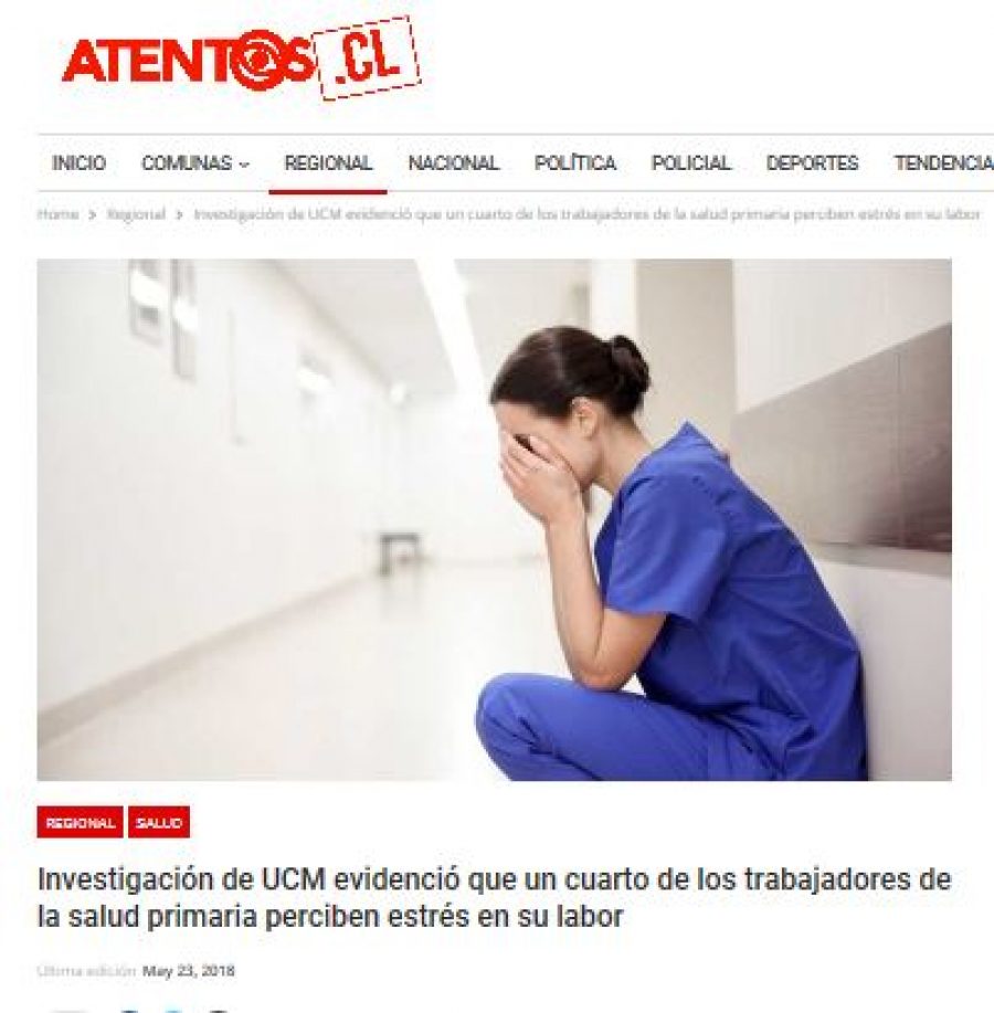 23 de mayo en Atentos: “Investigación de UCM evidenció que un cuarto de los trabajadores de la salud primaria perciben estrés en su labor “
