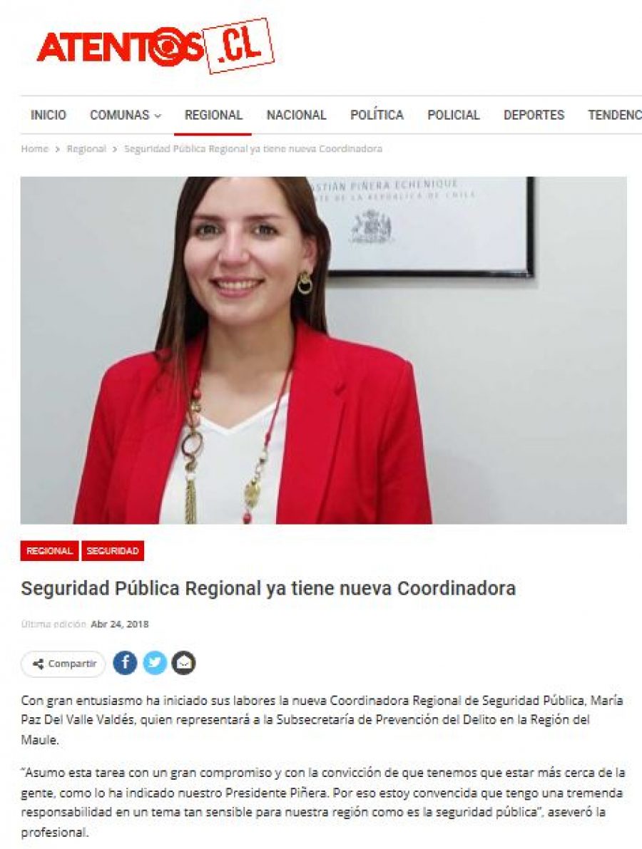 24 de abril en Atentos: “Seguridad Pública Regional ya tiene nueva coordinadora”