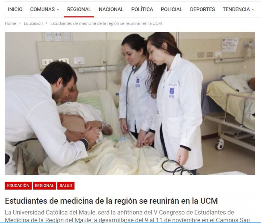 06 de septiembre en Atentos: “Estudiantes de medicina de la región se reunirán en la UCM”