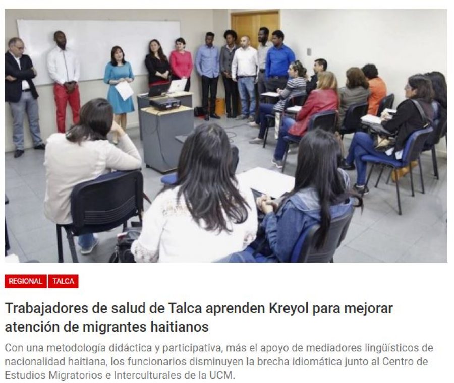 18 de noviembre en Atentos: “Trabajadores de salud de Talca aprenden Kreyol para mejorar atención de migrantes haitianos”