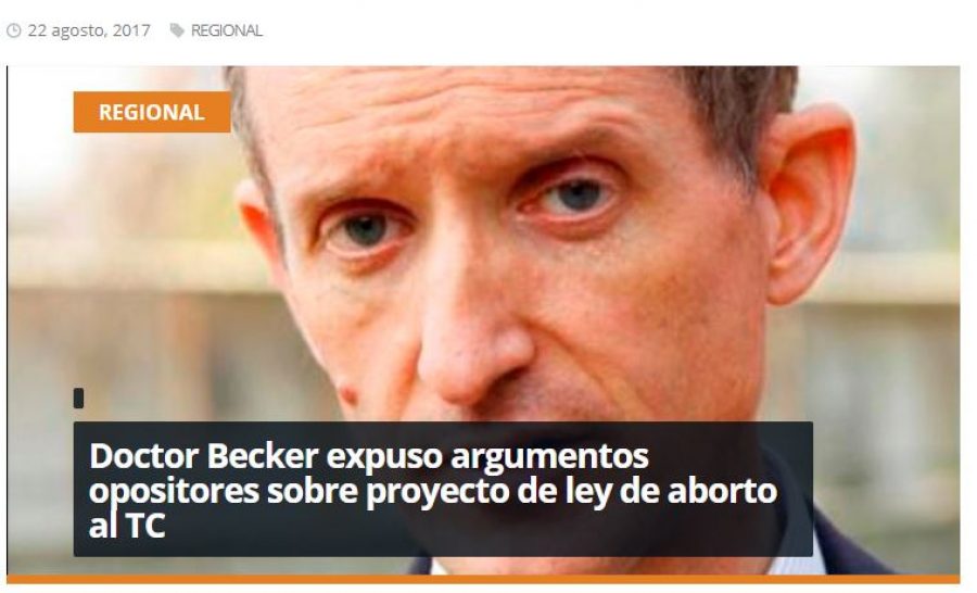 22 de agosto en Redmaule.com: “Doctor Becker expuso argumentos opositores sobre proyecto de ley de aborto al TC”