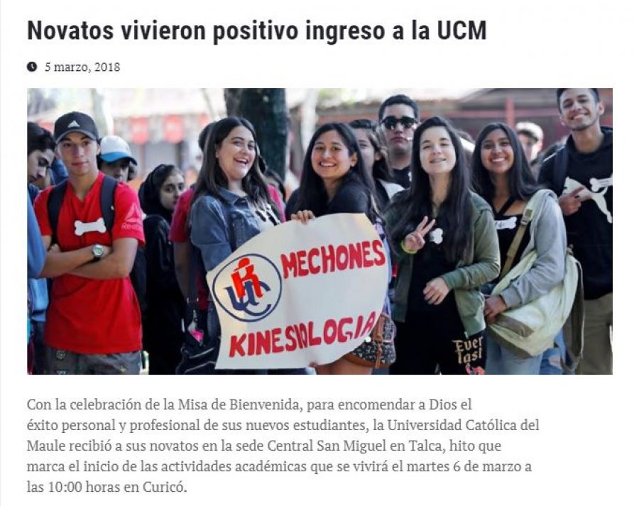 05 de marzo en Universia: “Novatos vivieron positivo ingreso a la UCM”