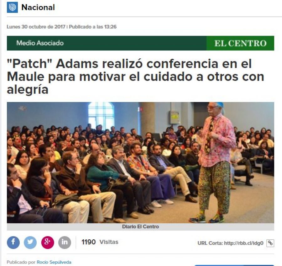 30 de octubre en Radio Bio Bio: “Patch” Adams realizó conferencia en el Maule para motivar el cuidado a otros con alegría”