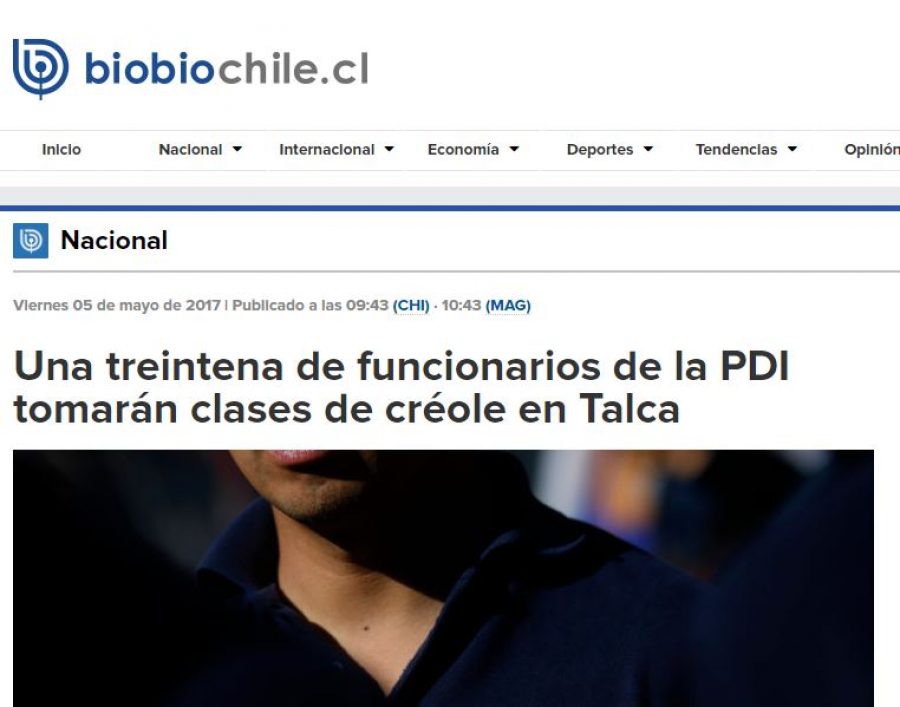 05 de mayo en Radio Bío Bío: “Una treintena de funcionarios de la PDI tomarán clases de créole en Talca”