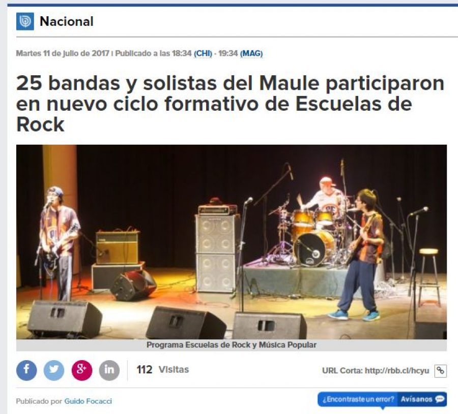 11 de julio en Biobiochile.cl: “25 bandas y solistas del Maule participaron en nuevo ciclo formativo de Escuelas de Rock”