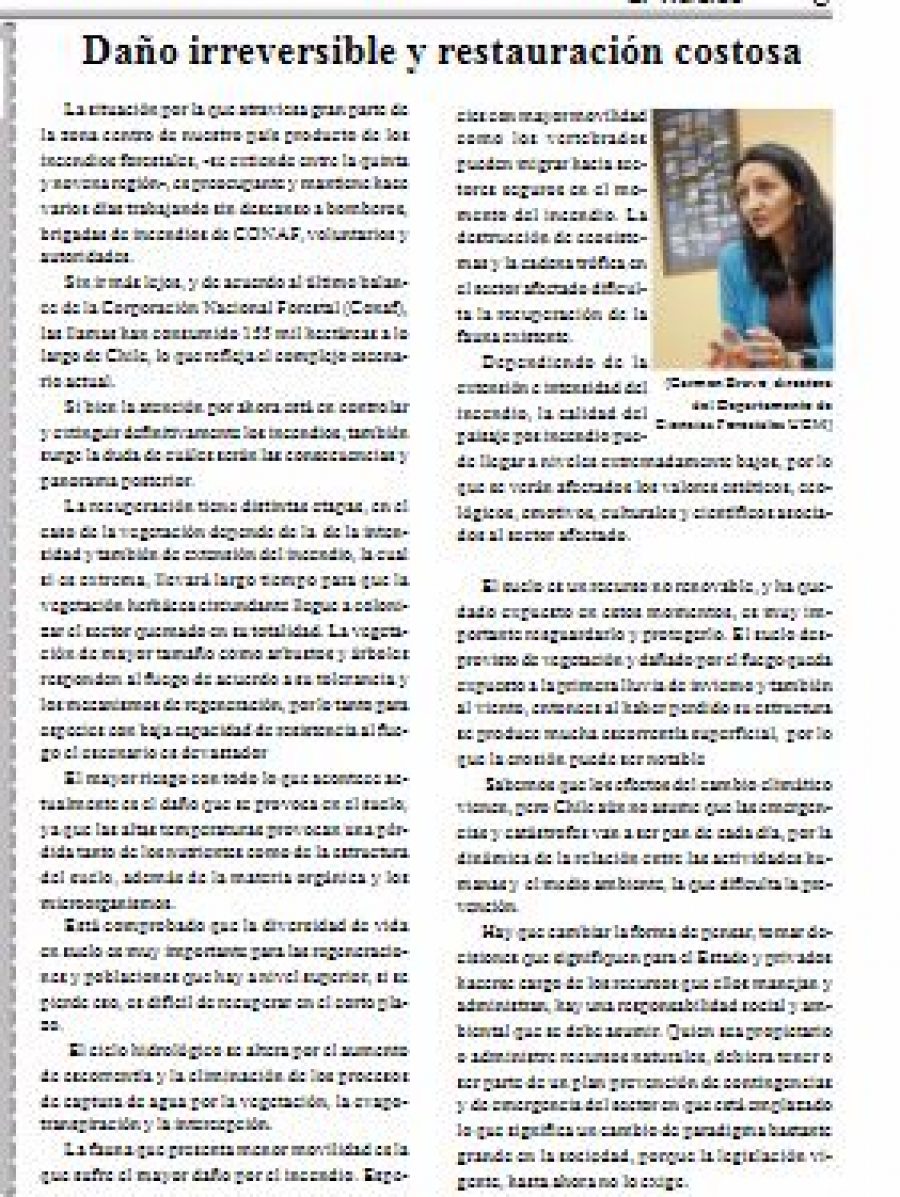 26 de enero de 2017 en Diario El Heraldo: “Daño irreversible y restauración costosa”