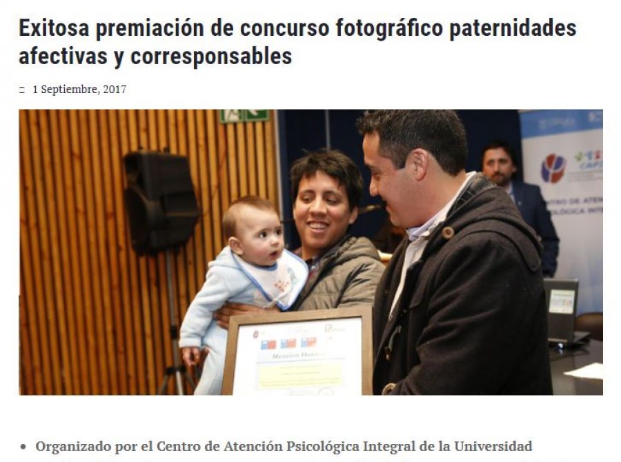 01 de septiembre en Universia: “Exitosa premiación de concurso fotográfico paternidades afectivas y corresponsables”