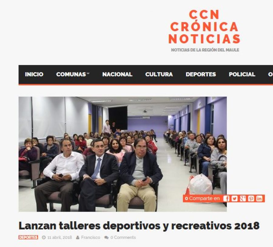 11 de abril en CCN Crónica Noticias: “Lanzan talleres deportivos y recreativos 2018”
