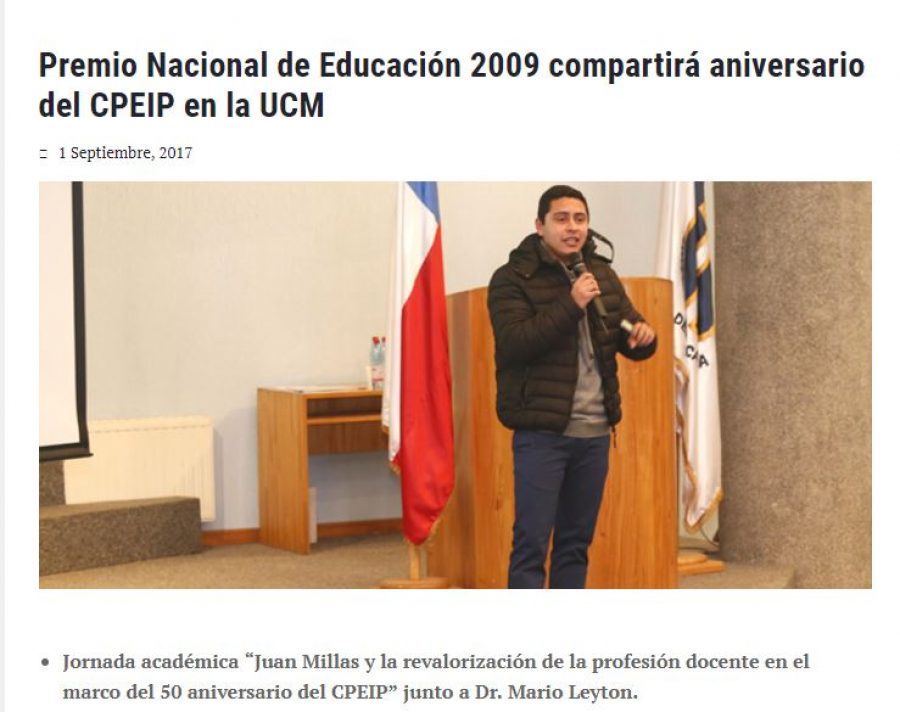 01 de septiembre en Universia: “Premio Nacional de Educación 2009 compartirá aniversario del CPEIP en la UCM”