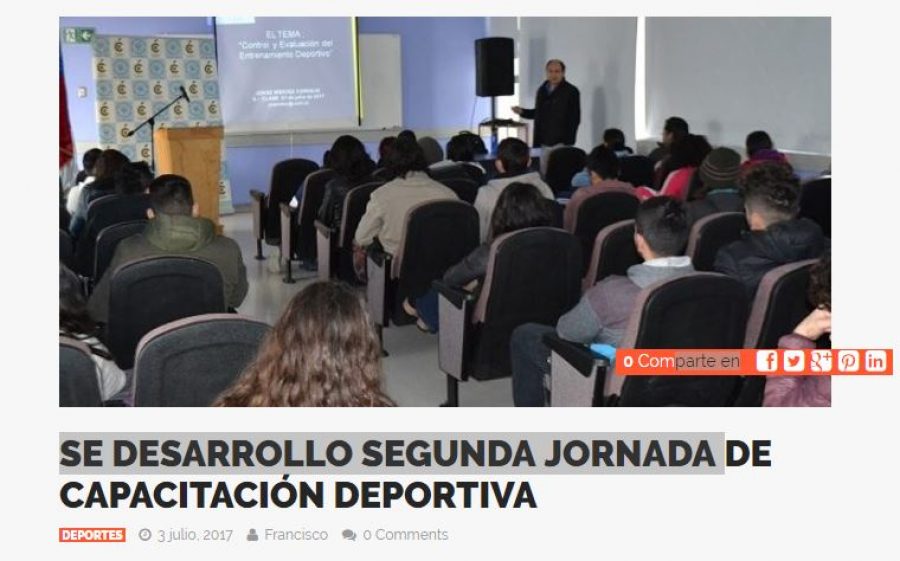 03 de julio en Crónica Noticias: “SE DESARROLLO SEGUNDA JORNADA DE ​ CAPACITACIÓN DEPORTIVA”