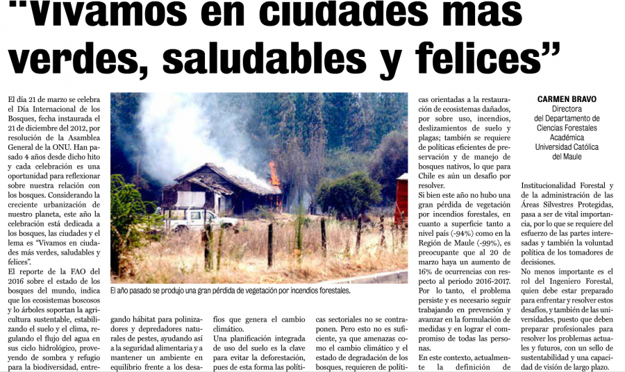 22 de marzo en Diario La Prensa: “Vivamos en ciudades más verdes, saludables y felices”