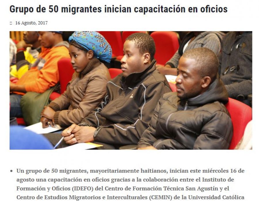 16 de agosto en Universia: “Grupo de 50 migrantes inician capacitación en oficios”