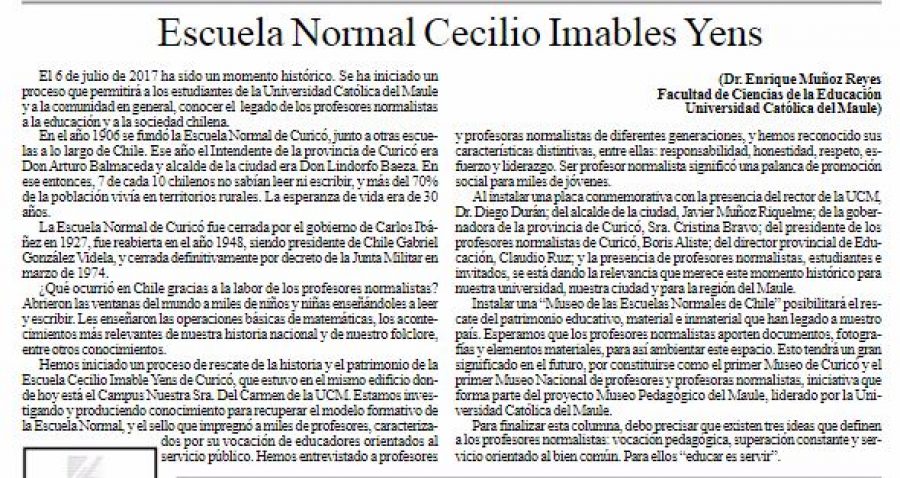 14 de julio en Diario El Heraldo: “Escuela Normal Cecilio Imables Yens”