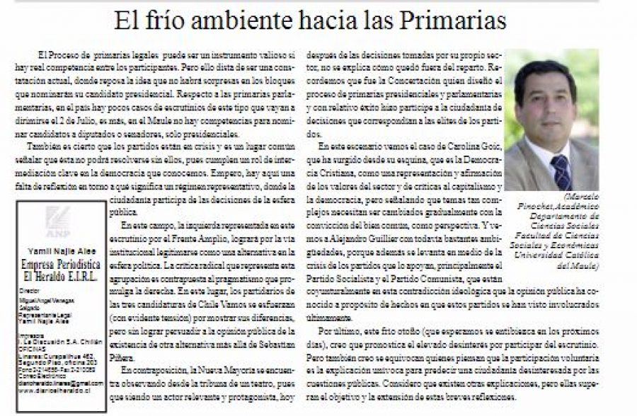 10 de junio en Diario El Heraldo: “El frío ambiente hacia las Primarias”