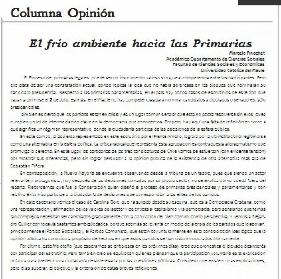 11 de junio en Diario El Lector: “El frío ambiente hacia las Primarias”