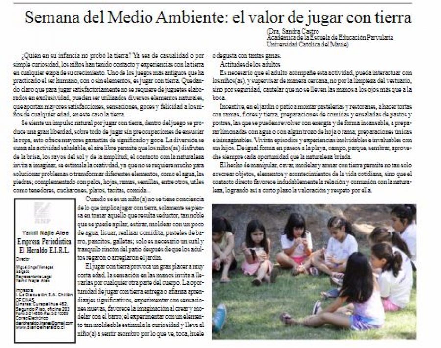 09 de junio en Diario El Heraldo: “Semana del Medio Ambiente: el valor de jugar con tierra”