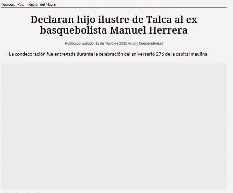 12 de mayo en Cooperativa: “Declaran hijo ilustre de Talca al ex basquebolista Manuel Herrera”