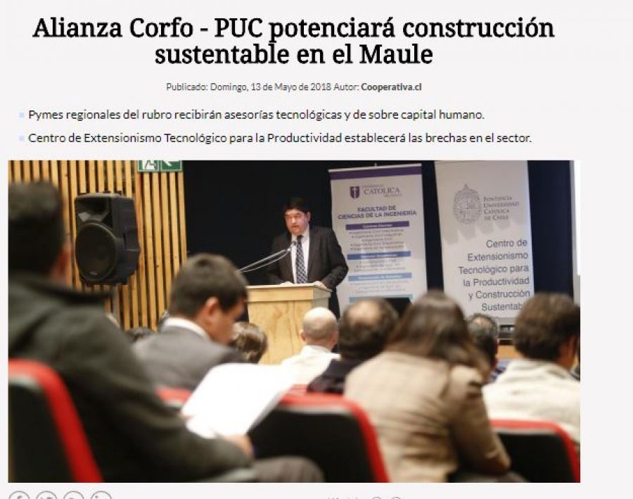 14 de mayo en Cooperativa: “Alianza Corfo-PUC potenciará construcción sustentable”