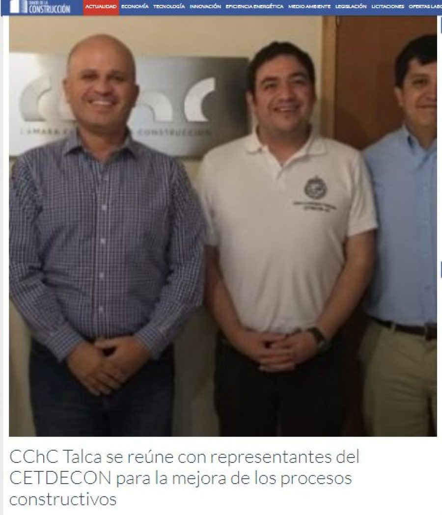 21 de marzo en Diario de la Construcción: “CChC Talca se reúne con representantes del CETDECON para la mejora de los procesos constructivos”