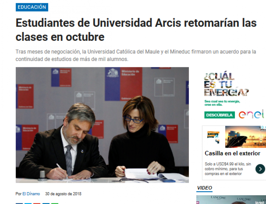 30 de agosto en El Dínamo: “Estudiantes de Universidad Arcis retomarían las clases en octubre”