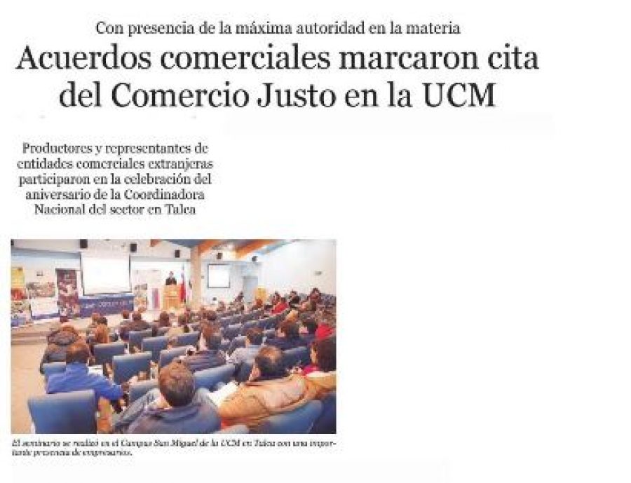 28 de mayo en Diario El Centro: “Acuerdos comerciales marcaron cita del Comercio Justo en la UCM”