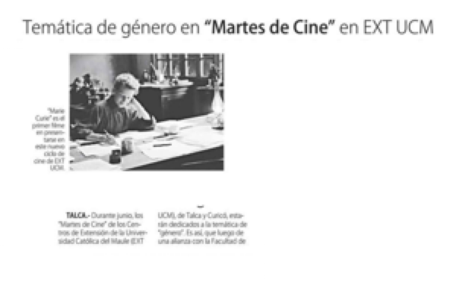 04 de junio en Diario El Centro: “Temática de género en “Martes de Cine” en EXT UCM”