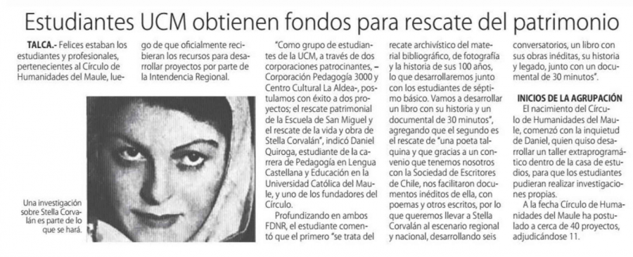 06 de junio en Diario El Centro: “Estudiantes UCM obtienen fondos para rescate del patrimonio”