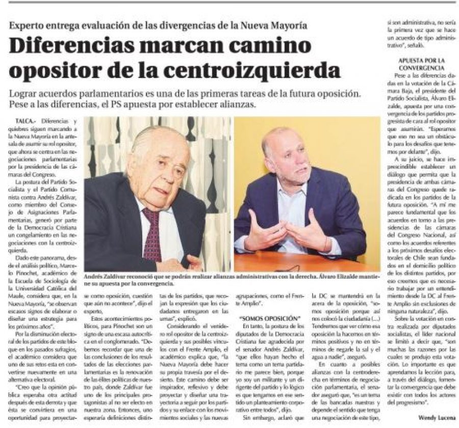 12 de enero en Diario El Centro: “Diferencias marcan camino opositor de la centroizquierda”