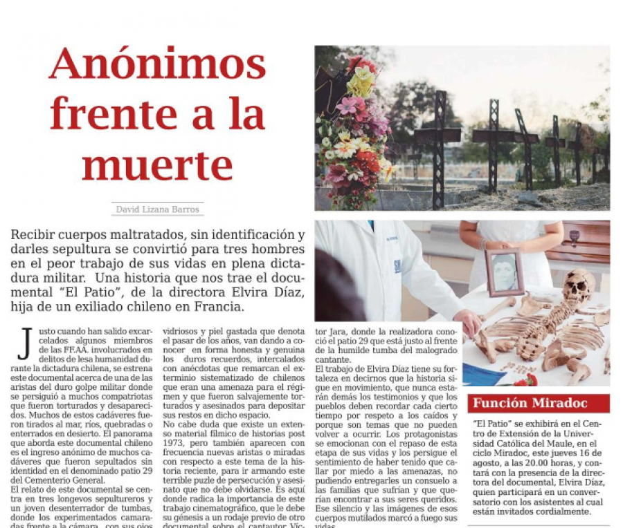 12 de agosto en Diario El Centro: “Anónimos frente a la muerte”