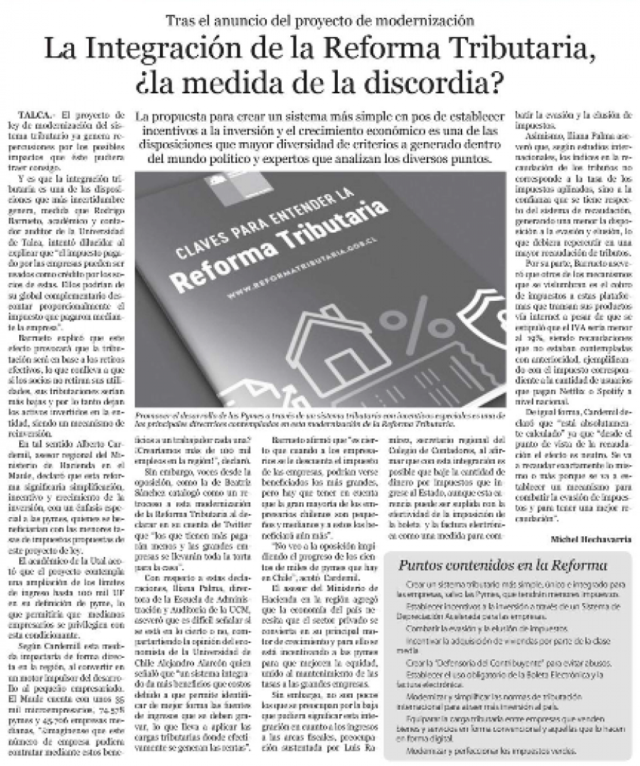23 de agosto en Diario El Centro: “La Integración de la Reforma Tributaria, ¿la medida de la discordia?”