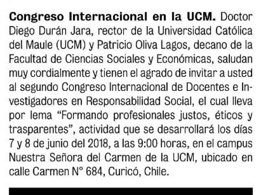 27 de mayo en Diario La Prensa: “Congreso Internacional en la UCM”