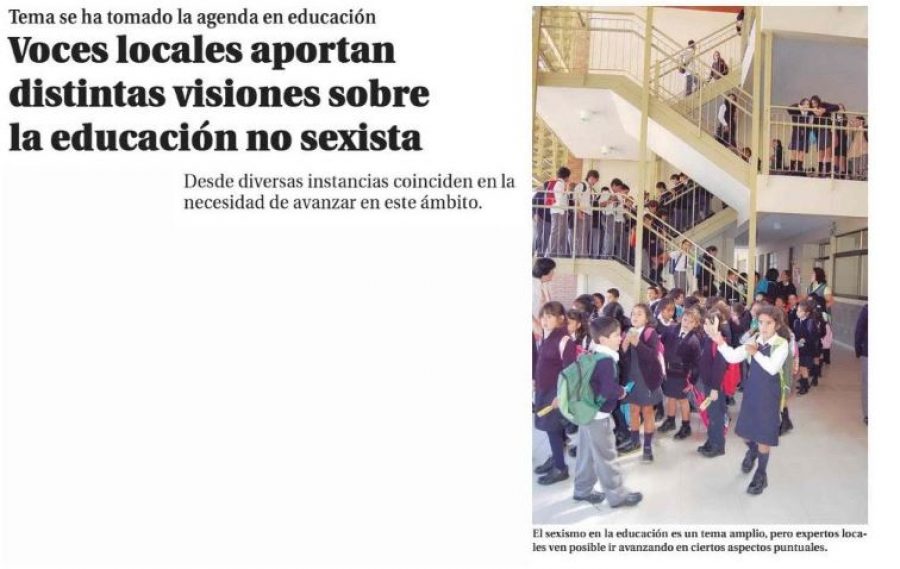 30 de mayo en Diario El Centro: “Voces locales aportan distintas visiones sobre la educación no sexista”
