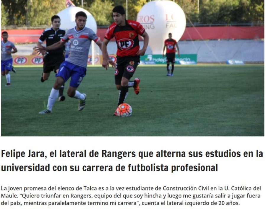 22 de mayo en El Desconcierto: “Felipe Jara, el lateral de Rangers que alterna sus estudios en la universidad con su carrera de futbolista profesional”