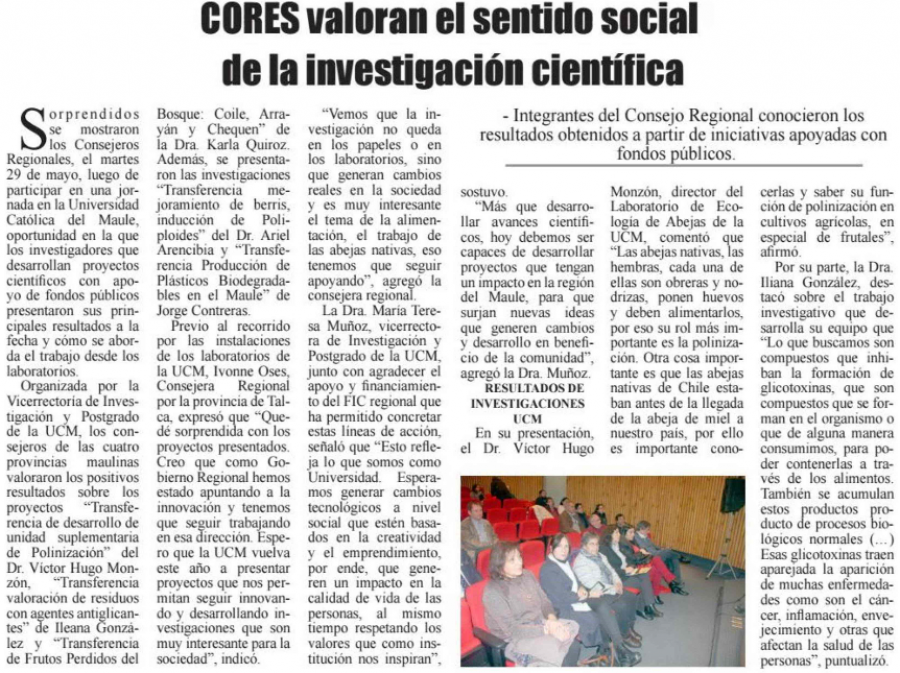 03 de junio en Diario El Heraldo: “CORES valoran el sentido social de la investigación científica”