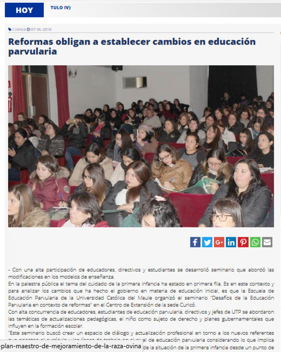 07 de junio en Diario El Heraldo: “Reformas obligan a establecer cambios en educación parvularia”