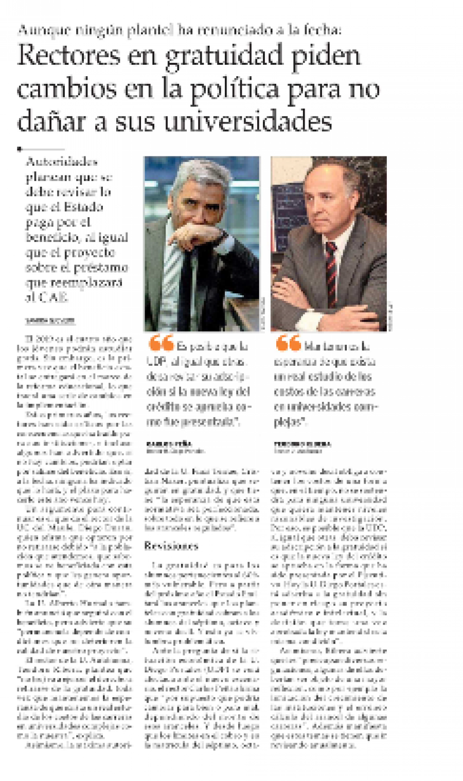 30 de julio en El Mercurio: “Rectores en gratuidad piden cambios en la política para no dañar a sus universidades”