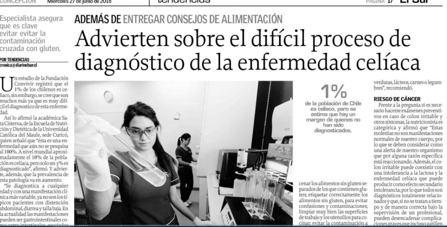 27 de junio en Diario El Sur: “Advierten sobre el difícil proceso de diagnóstico de la enfermedad celíaca”