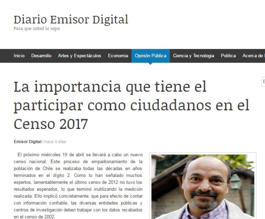 14 de abril en Emisora Digital: “La importancia que tiene el participar como ciudadanos en el Censo 2017”