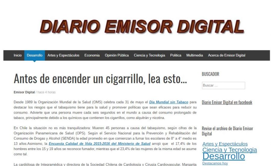 01 de junio en Emisora Digital: “Antes de encender un cigarrillo, lea esto…”