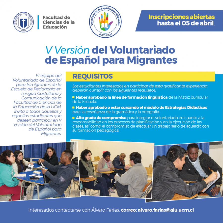 Nuevamente desarrollarán Voluntariado de Español para Inmigrantes